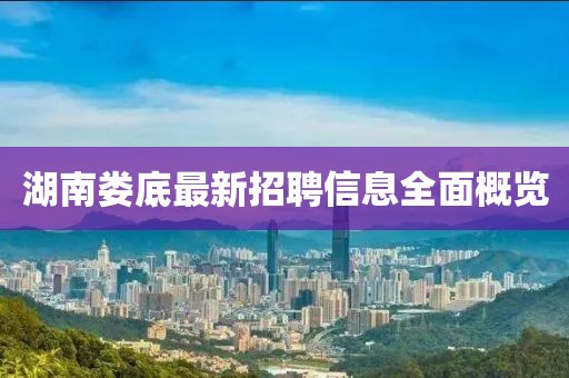 湖南婁底最新招聘信息全面概覽