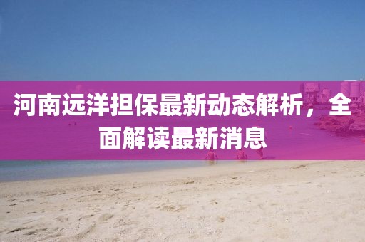 河南遠(yuǎn)洋擔(dān)保最新動(dòng)態(tài)解析，全面解讀最新消息