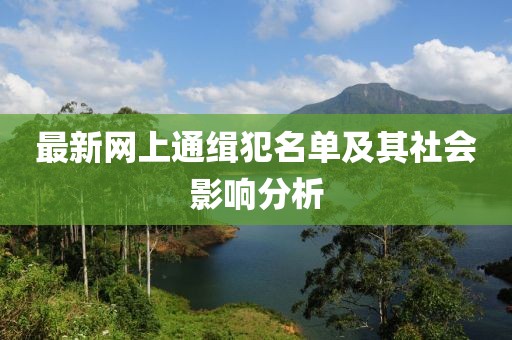 最新網(wǎng)上通緝犯名單及其社會(huì)影響分析