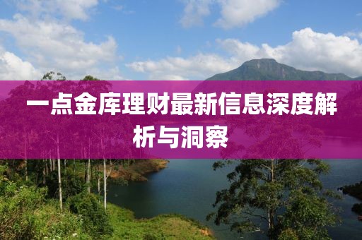 一點(diǎn)金庫(kù)理財(cái)最新信息深度解析與洞察