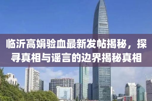臨沂高娟驗血最新發(fā)帖揭秘，探尋真相與謠言的邊界揭秘真相
