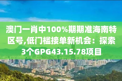 澳門(mén)一肖中100%期期準(zhǔn)海南特區(qū)號(hào),低門(mén)檻接單新機(jī)會(huì)：探索3個(gè)GPG43.15.78項(xiàng)目