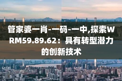 管家婆一肖-一碼-一中,探索WRM59.89.62：具有轉(zhuǎn)型潛力的創(chuàng)新技術
