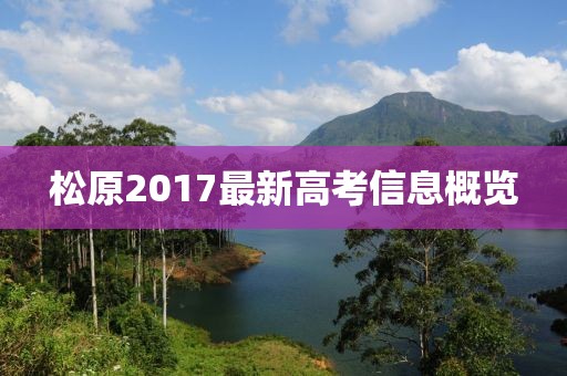 松原2017最新高考信息概覽