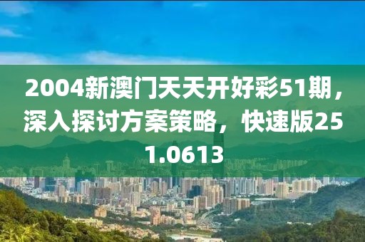 2004新澳門天天開好彩51期，深入探討方案策略，快速版251.0613